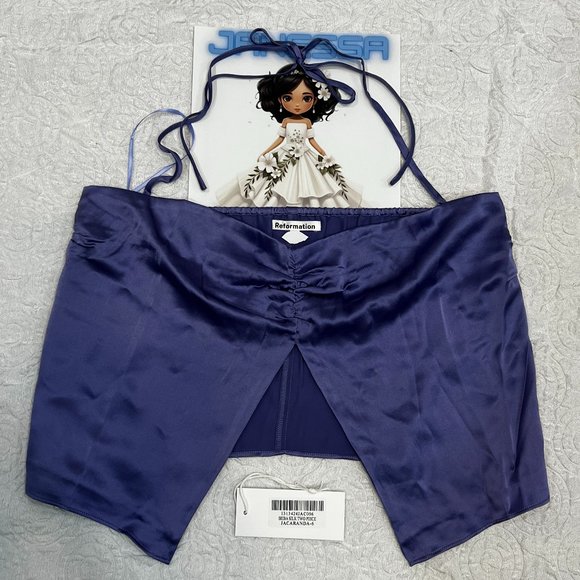 Reformation Beba 🕸Silk🕸 Two Piece | Jacaranda 🎉SALE🎀 NEW - Picture 9 of 15